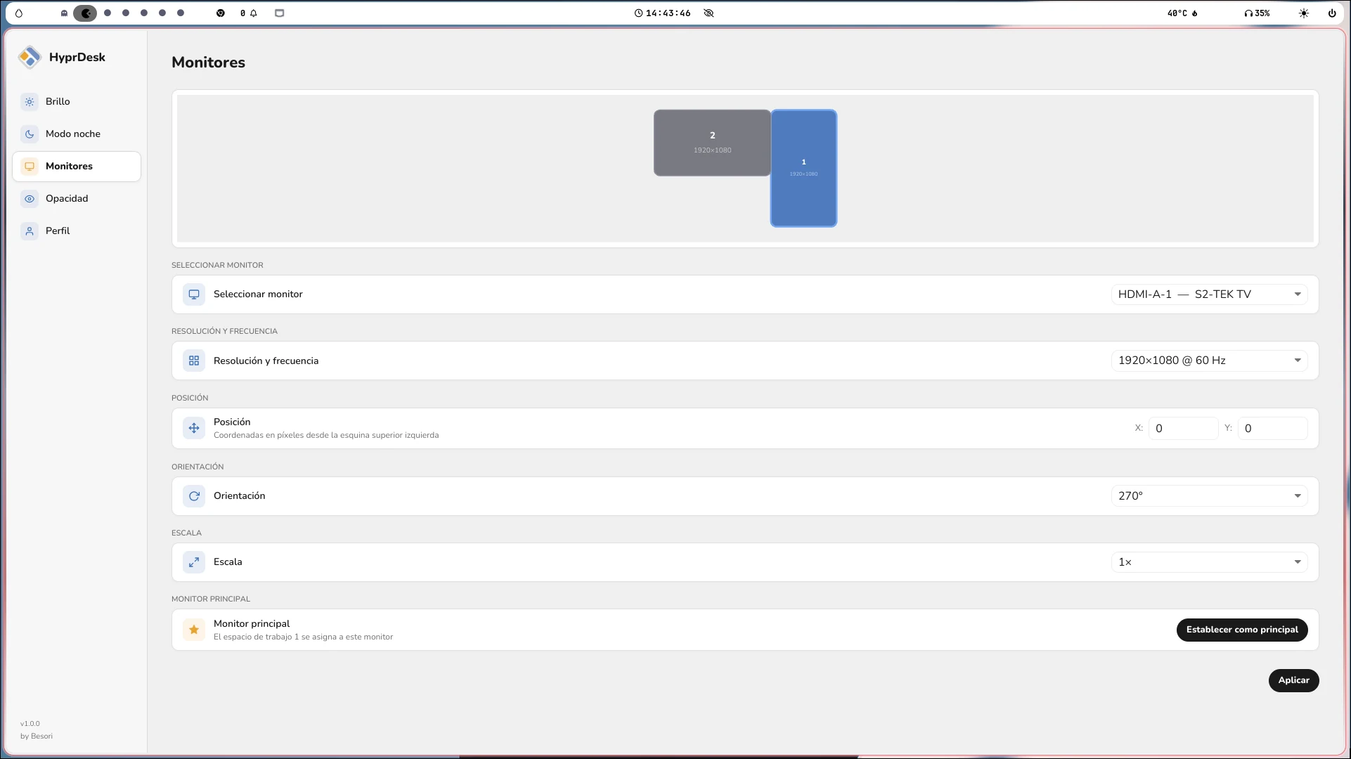 HyprDesk - Monitores